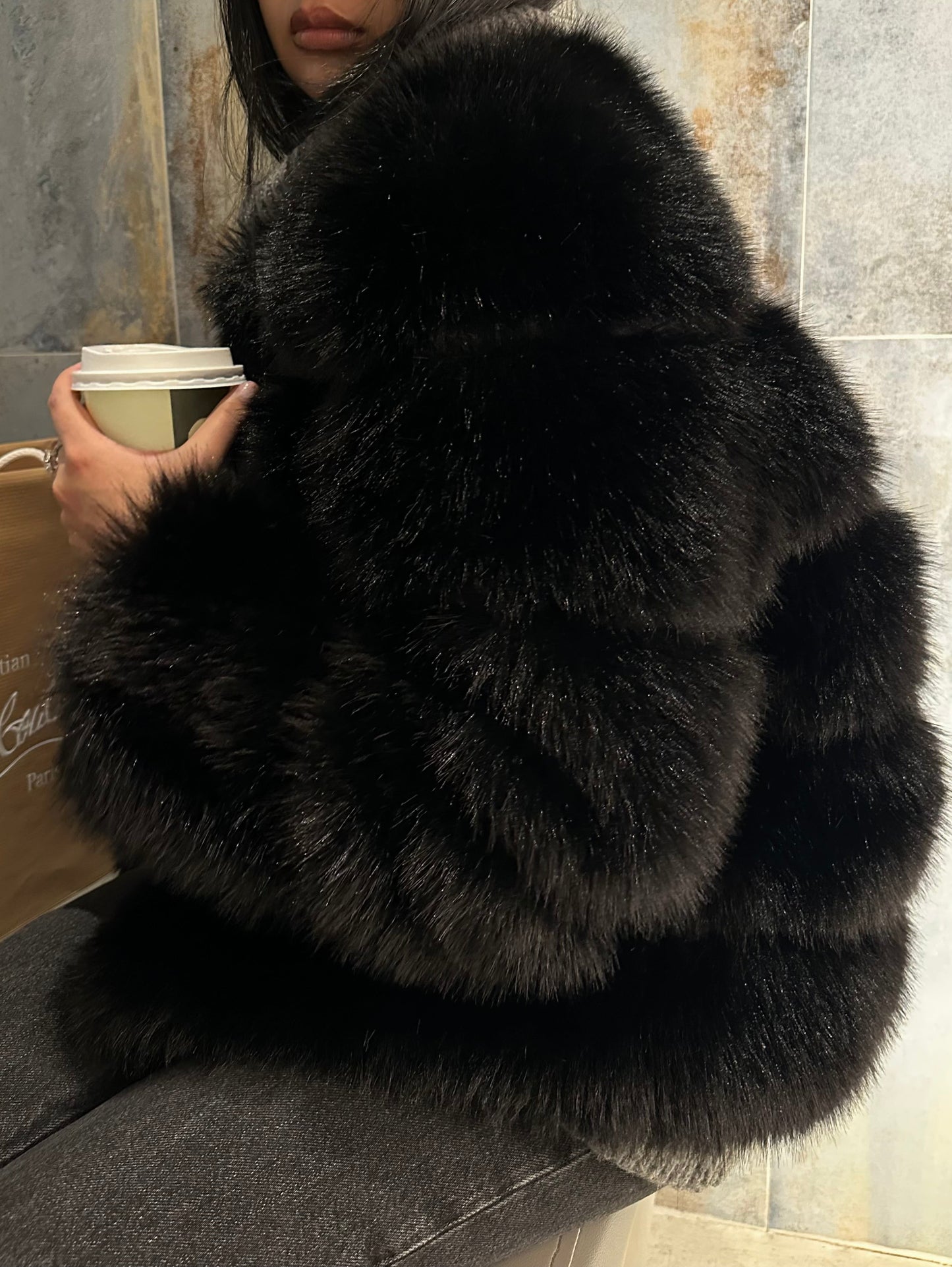 Meena Faux Fur Coat | Black