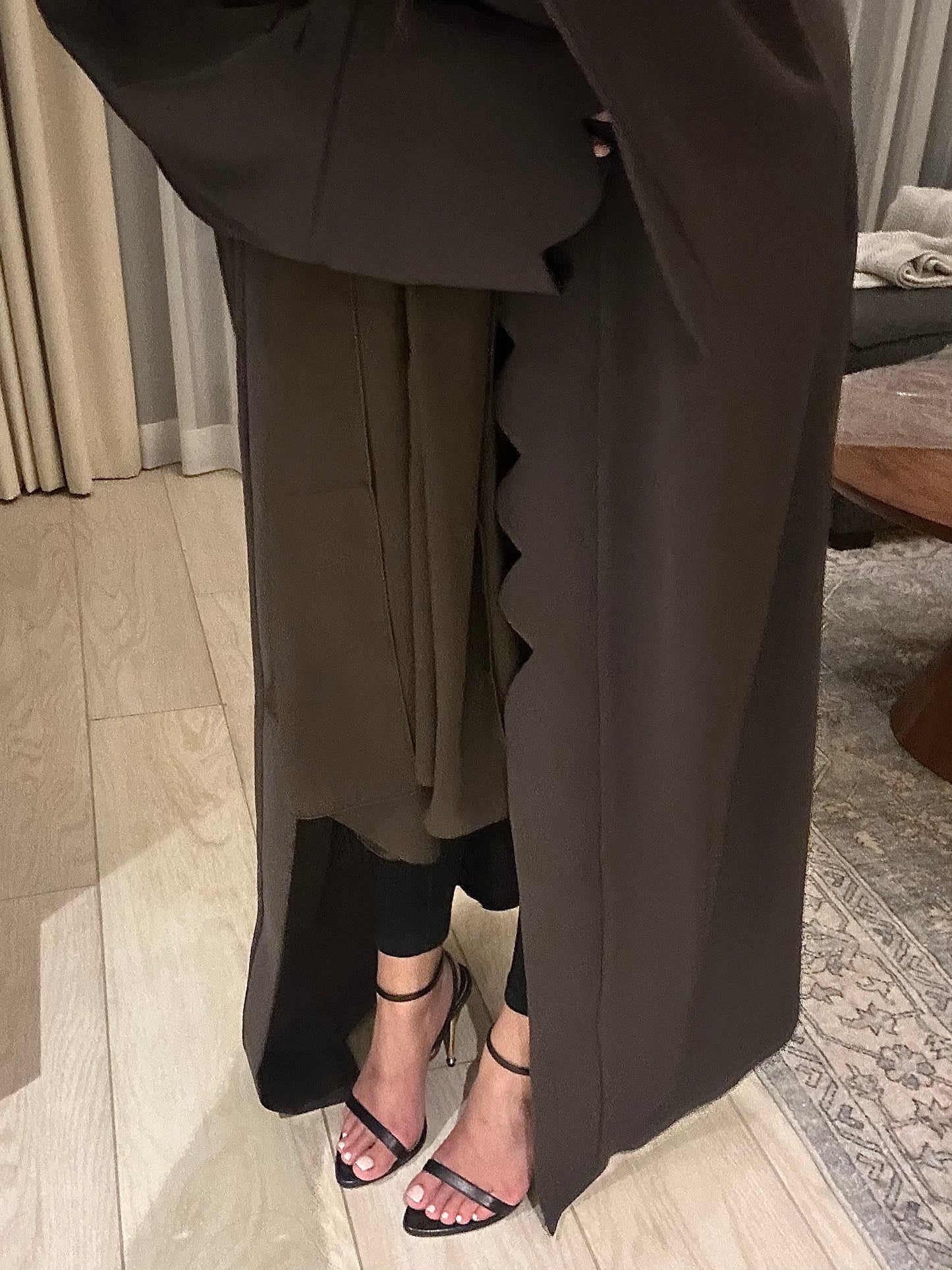 Nazmeen Rounded Crepe Abaya | Olive