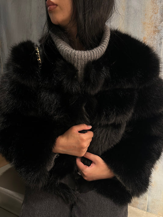 Meena Faux Fur Coat | Black