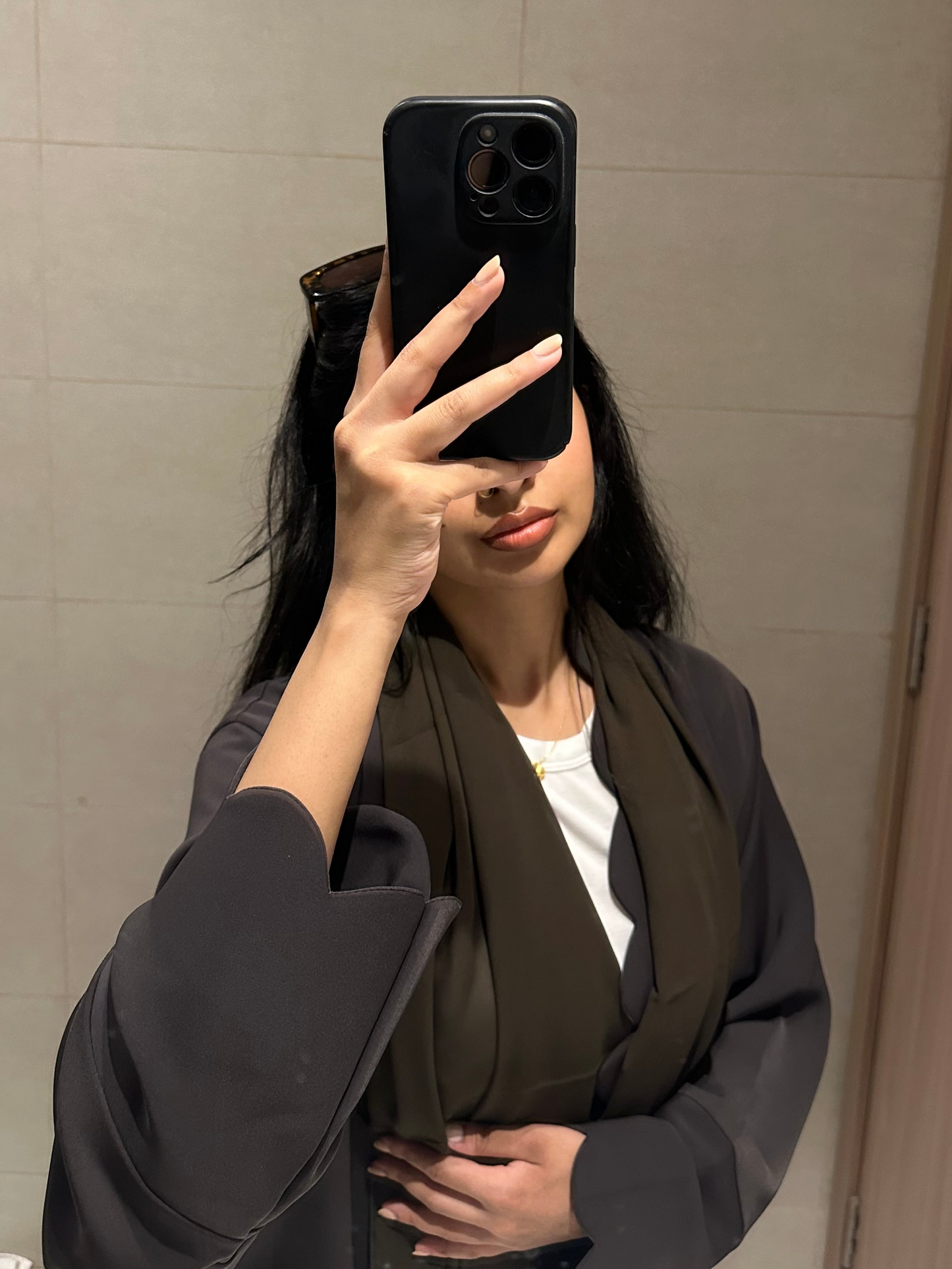 Nazmeen Rounded Crepe Abaya | Olive