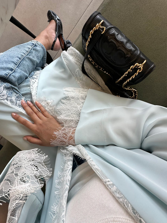Lyla Lace Abaya | Powder Blue