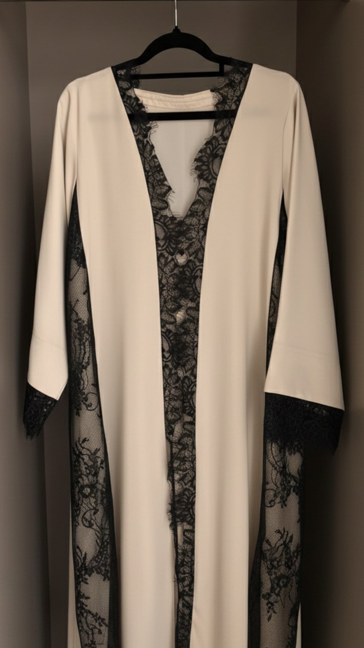 Lyla Lace Abaya | Sand Beige