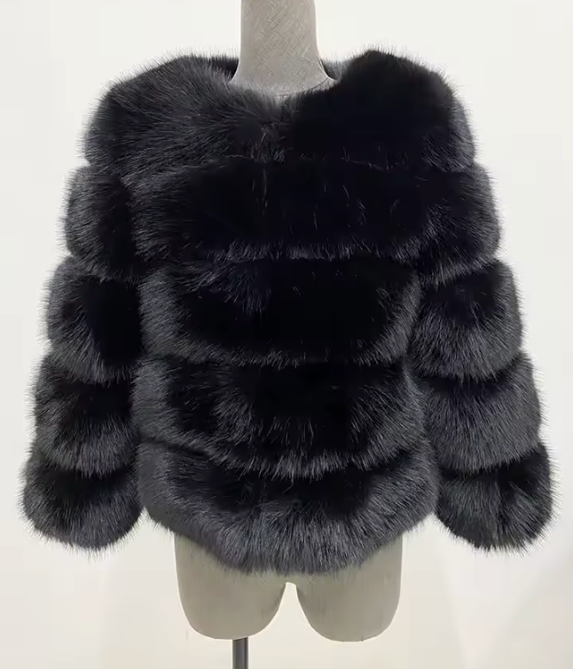 Meena Faux Fur Coat | Black